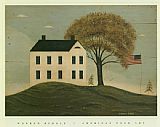 Warren Kimble House with Flag painting